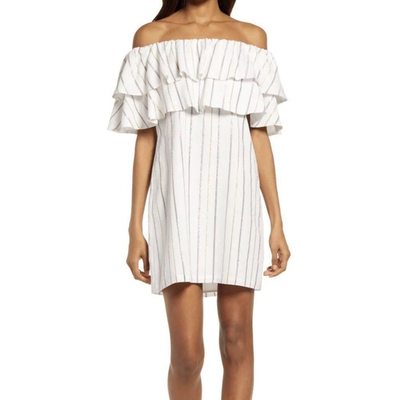 CHARLES HENRY Metallic Stripe Ivory Popover NWT - Picture 2 of 8